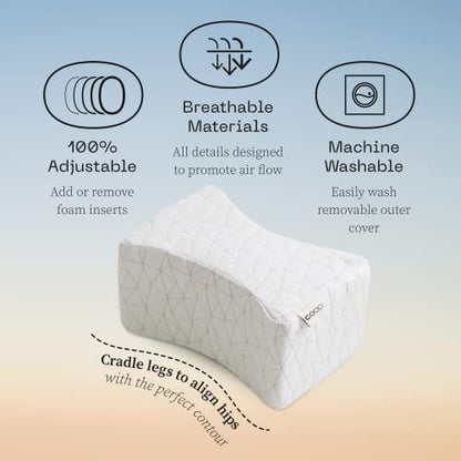  Coop Home Goods Knee Pillow For Side Sleeper, Adjustable Soft Orthopedic Pillow, Leg Pillow For Sleeping, Pregnancy Pillow Support, Sciatica, Back, Hip And Joint Pain Relief, With Washable Cover