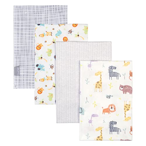  Bear 4 Pack Flannel Blankets, Grey