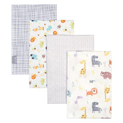  Bear 4 Pack Flannel Blankets, Grey