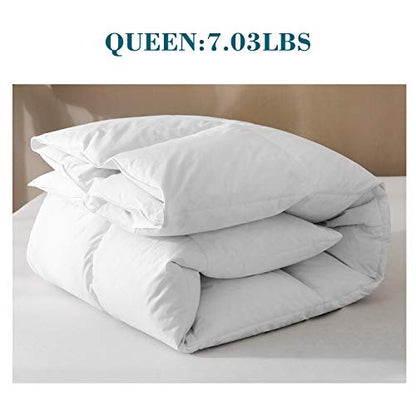  Queen Size Down Comforter - Goose Duck All Season Down Comforter With Filling Down And Feather And Cotton Cover - Duvet Insert Or Stand-Alone Down Comforter