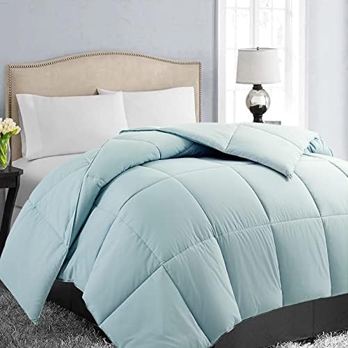  All Season Queen Size Soft Quilted Down Alternative Comforter Reversible Duvet Insert With Corner Tabs,Winter Summer Warm Fluffy,White,88x88 Inches