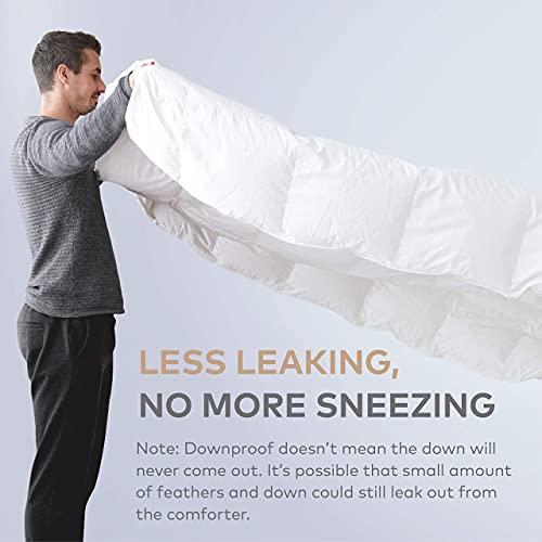  Ll Season Down Comforter - Ultra Soft Duvet Insert, 100% Cotton Shell, 50% Down & 50% Feather Real Filling, Breathable, Machine Washable (White, King Size)