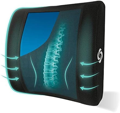  SAMSONITE Lumbar Support Pillow For Office Chair And Car Seat, Perfectly Balanced Memory Foam , Versatile Use Lower Back Cushion