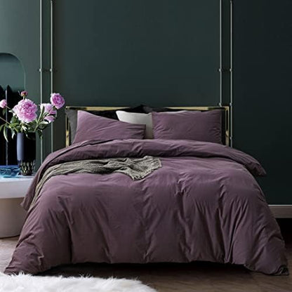  3 Pieces Duvet Cover Set Queen 100% Washed Cotton 1 Duvet Cover With Zipper And 2 Pillowcases, Ultra Soft And Easy Care Breathable Cozy Simple Style Bedding Set (Avocado Green)