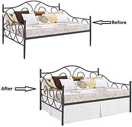  Pleated Daybed Skirts Twin Size Split Corners For Day Beds Three Side Coverage, Easy Fit, Made With Brushed Microfiber (Twin -14,White)