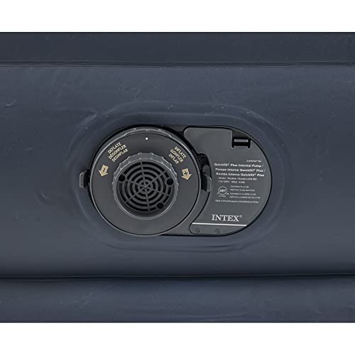 Intex Dura Beam Deluxe Raised Pillow Inflatable Blow Up Portable Firm Air Mattress Bed With Built-in Internal Air Pump, King-Sized Bed