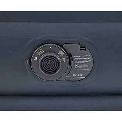 Intex Dura Beam Deluxe Raised Pillow Inflatable Blow Up Portable Firm Air Mattress Bed With Built-in Internal Air Pump, King-Sized Bed