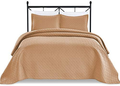  Basic Choice 3-Piece Light Weight Oversize Quilted Bedspread Coverlet Set - Black, King / California King