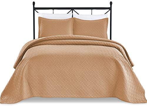  Basic Choice 3-Piece Light Weight Oversize Quilted Bedspread Coverlet Set - Black, King / California King