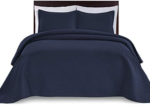  Bedding Oversize Lightweight 3 Piece Coverlet Set (Light Gray/Weaving, Queen)