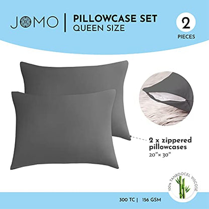  Queen Bamboo Pillow Cases - Bamboo Pillowcase Set Of 2, Bamboo Pillowcases Queen Size 2 Pack, Cooling Pillow Case 30x20 Zippered Pure 100% Viscose Hotel Quality