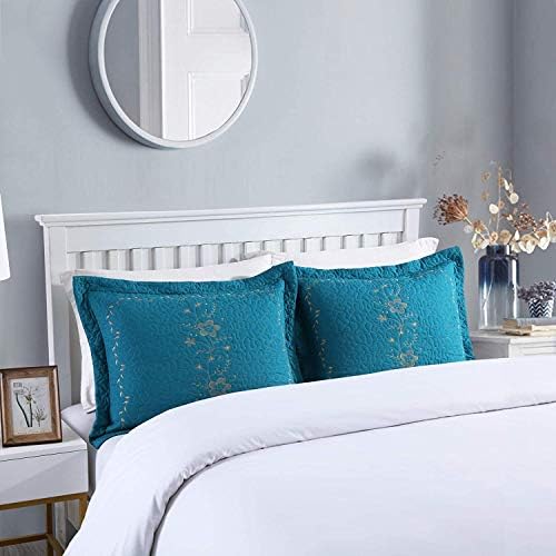  MarCielo 2 Pack Throw Pillow Covers Euro Sham Covers Pillow Shams Pillow Cover Embroidery (Standard, White/Lavender)
