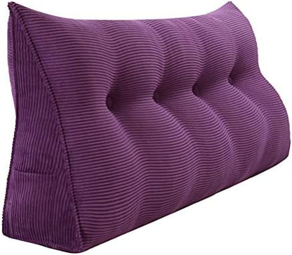  WOWMAX Large Bolster Triangular Headboard Pillow Twin Dorm Headboard Twin XL Bed Wedge Pillow For Headboard Bolster Pillow For Bed With Removable Cover, Corduroy Grey