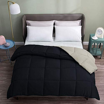  Eversible Down Alternative Quilted Comforter, Hypoallergenic & Lightweight For Spring, Duvet Insert With Corner Tabs, Full/Queen Size, Teal Blue/White