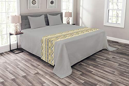  Ambesonne Yellow And Black Bed Runner, Prehistoric Design With Zig Zag Lines Stripes Chevron, Decorative Accent Bedding Scarf For Hotels Homes And Guestrooms, Queen, Yellow Black And White