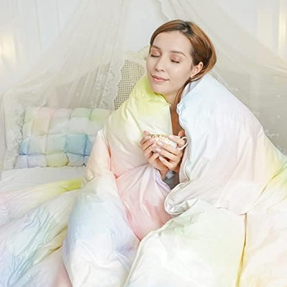  Luxurious Goose Down Feather Comforter Queen Size For All-Season, 750 Fill Power Down Feather Duvet Insert, 100% Cotton Shell, Soft Hotel Collection Down Insert Comforter (90''x90'', White)