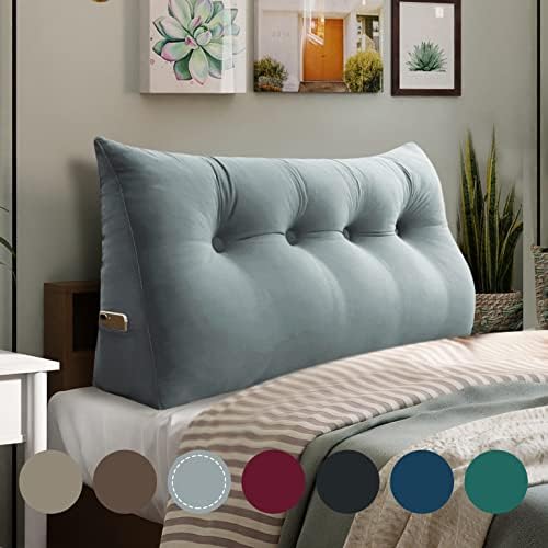  Rucener Triangular Headboard Wedge Pillow Triangular Removable Headboard Backrest Large Bolster Triangular Headboard Backrest Daybed Cushion Daybed Pillows Headboard Pillow Black Twin Size