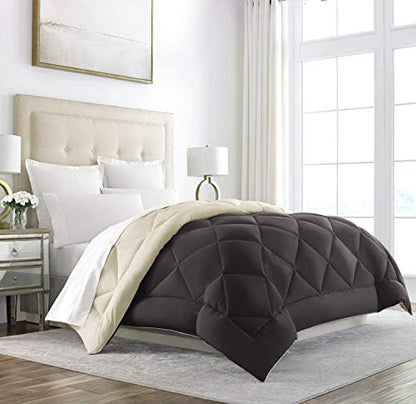  Sleep Restoration All Seasons Queen/Full Size Comforter - Reversible -  Cooling, Lightweight Summer Down Comforter Alternative - Hotel Quality Bedding Comforters - Navy/Sleet