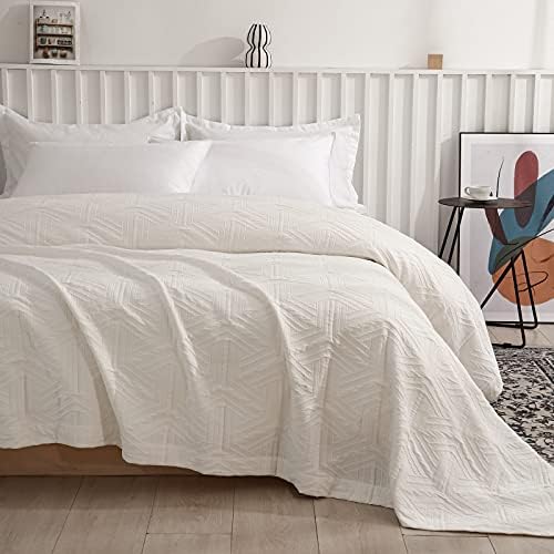  100% Cotton Bedspread Jacquard Super Soft Pattern Quilt Textured Coverlet Home Collection Reversible - Princeton Dark Grey, Twin