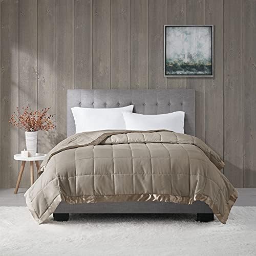  Madison Park Windom Down Alternative Blanket, Premium 3M Scotchgard Moisture Wicking Treatment, Lightweight And Soft Bed Cover For Summer, Diamond Cream Full/Queen