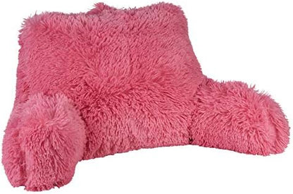  Shaggy Bed Rest Back Support Pillow For Adults And Kids, Lumbar And Arm Support On Bed, Chair, Couch, Sofa And Floor - Large Reading Pillow, 30" X 21", Cool Gray
