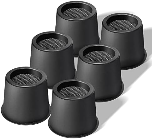  USION Bed Risers 4 Inch, Set Of 6 Bed Lifts Risers Up To 3300 Lbs,Square Risers Blocks For Sofa,Table,Couch,Chair Or Desk,Dorm Room(Black)