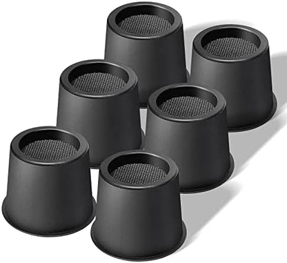  USION Bed Risers 4 Inch, Set Of 6 Bed Lifts Risers Up To 3300 Lbs,Square Risers Blocks For Sofa,Table,Couch,Chair Or Desk,Dorm Room(Black)