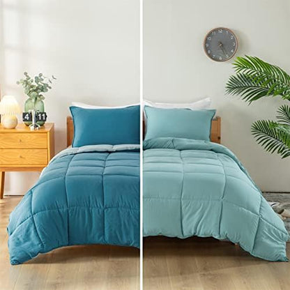  Bedding-Comforter-Set-Duvet-Insert, Soft, Lightweight,Breathable, Blue/Teal, All Season King