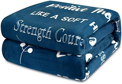  Breast Cancer Gifts For Women Fleece Healing Thoughts Blanket Super Soft & Warm Get Well Breast Cancer Blanket Sympathy Gift With Inspirational Positive Energy (50"x60", Pink)