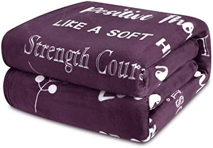  Breast Cancer Gifts For Women Fleece Healing Thoughts Blanket Super Soft & Warm Get Well Breast Cancer Blanket Sympathy Gift With Inspirational Positive Energy (50"x60", Pink)