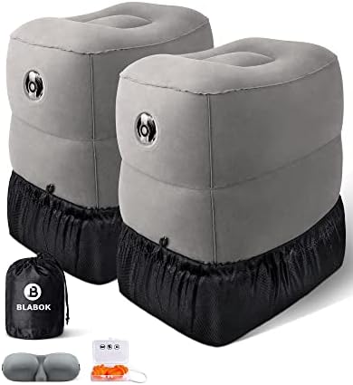  Inflatable Foot Rest Pillow For Air Travel, Airplane FootPillow Adjustable Height Travel Foot Rest Pillow Kids Bed,Portable Foot Rest Pillow For Kids & Adults On Plane,Car,Train,Office 2Pack (Grey2)
