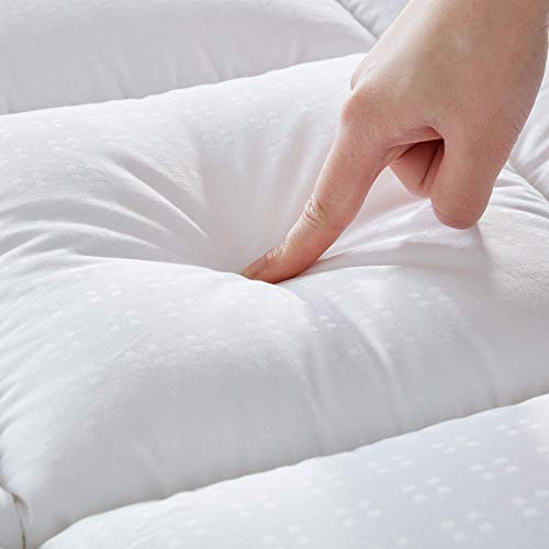  Twin Size Cotton Mattress Pad, Machine Washable Mattress Protector Cover, Soft Cotton Top Cooling Mattress Topper Fits 8-21 Inch Deep Pocket, Twin
