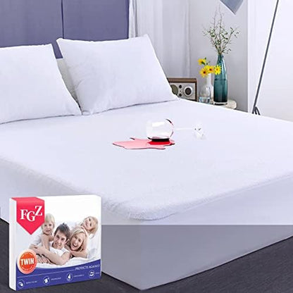  2 Pack Twin Mattress Protector Waterproof Twin Mattress Cover Washable Soft Cotton Terry Breathable Noiseless Twin Matressprotector Vinyl-Free Deep Pocket 39" X 75"