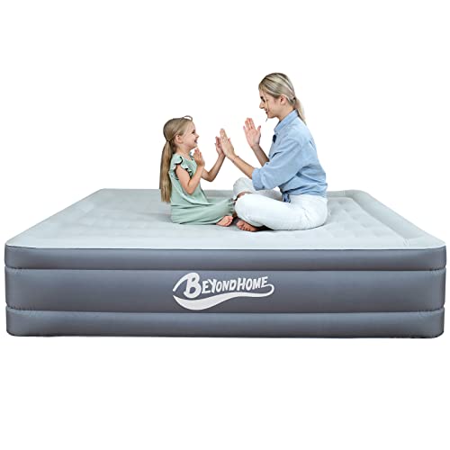  PVC-Free Air Mattress Queen With Built-in Pump, One Button Inflation And Auto Stop, 720 LB Support Airtight Airbed, 15 Inches Odorless Queen Mattress For Office, Homestay, Outdoor Camping