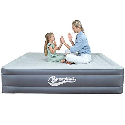  PVC-Free Air Mattress Queen With Built-in Pump, One Button Inflation And Auto Stop, 720 LB Support Airtight Airbed, 15 Inches Odorless Queen Mattress For Office, Homestay, Outdoor Camping