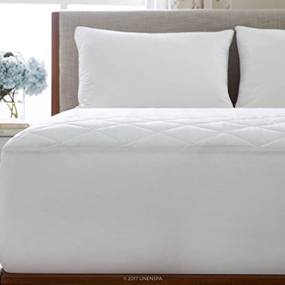  Plush Quilted Mattress Pad-Breathable Mattress Cover With Deep Pockets Stretches Up To 18 Inches