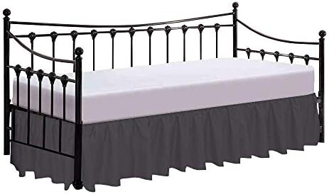  600 Thread Count Pure Cotton Daybed Skirt - 1 Piece Cotton Twin Size Dust Ruffle Daybed Skirt With Split Corners For Day Beds 15" Drop Length - Three Side Coverage ​- Burgundy