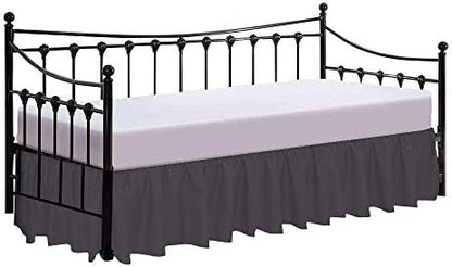  600 Thread Count Pure Cotton Daybed Skirt - 1 Piece Cotton Twin Size Dust Ruffle Daybed Skirt With Split Corners For Day Beds 15" Drop Length - Three Side Coverage ​- Burgundy