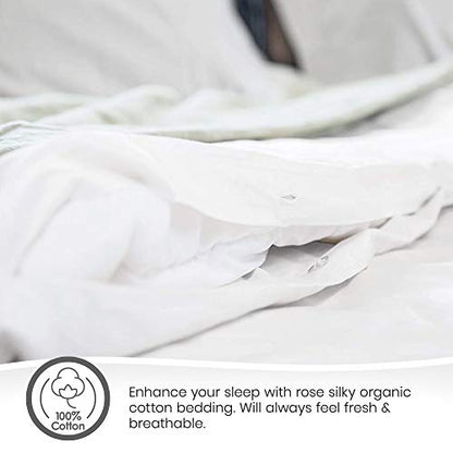  Duvet Cover - 100% Organic Cotton Duvet Cover - 500 Thread Count Sateen Weave - GOTS Certified, Color White (King/Cal King Size)