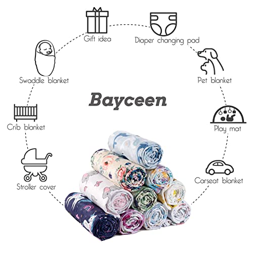 Bayceen Unicorn Print Minky Baby Purple Blanket For Girls, Double Layer Silky Soft Micro Fleece Baby Boy Blanket With Dotted Backing, Unicorn, 30x40'' BY003