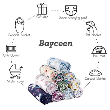  Bayceen Unicorn Print Minky Baby Purple Blanket For Girls, Double Layer Silky Soft Micro Fleece Baby Boy Blanket With Dotted Backing, Unicorn, 30x40'' BY003