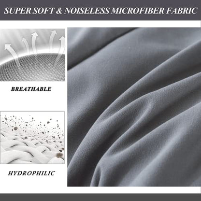  ELNIDO QUEEN 3 Pieces Comforter Set (Queen, Grey & Dark Grey) - 1 Reversible Down Alternative Comforter With 2 Pillow Shams - Soft Lightweight Duvet Insert | 88x92 Inch