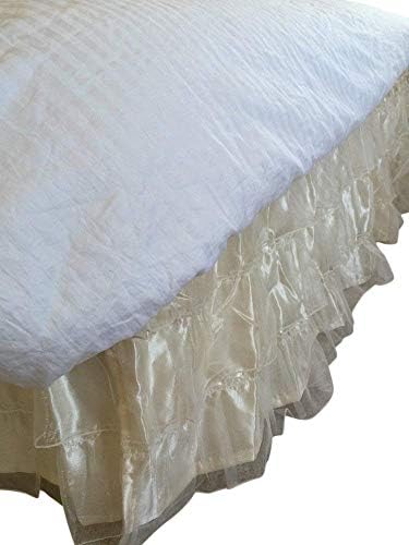  Royalty 3 Layer Organza & Satin Easy Fit Bed Dressing Waterfall Bed Skirt Dust Ruffle, Bed Skirt (Twin-Full, Lavender)