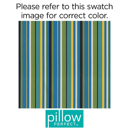  Pillow Perfect Stripe Outdoor Throw Accent Pillow, Plush Fill, Weather, And Fade Resistant, Small Lumbar - 11.5" X 18.5", Blue/Green Topanga, 2 Count