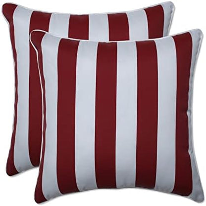  Pillow Perfect Stripe Outdoor Throw Accent Pillow, Plush Fill, Weather, And Fade Resistant, Small Lumbar - 11.5" X 18.5", Blue/Green Topanga, 2 Count