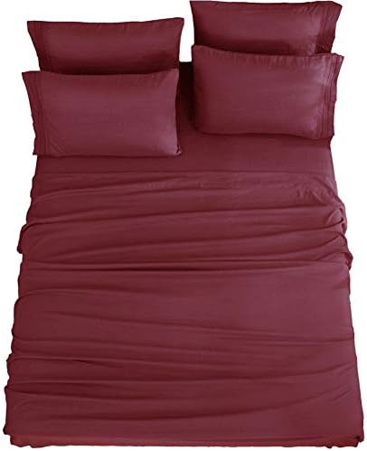  SONORO KATE Bed Sheets Set Sheets Microfiber Super Soft 1800 Thread Count Egyptian Sheets 16-Inch Deep Pocket Wrinkle- 6 Piece (King, Grey)