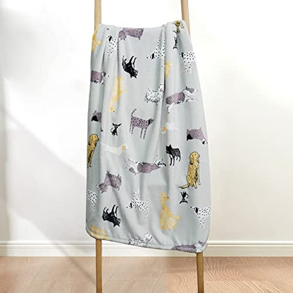  Cozy Bliss Dachshunds Throw Blanket French Bulldog Print Throw Border Collie Dog Print Blanket Ultra Soft Warm Lightweight Plush Blanket For Dog Lovers, Sitting Poodle 50"x60"