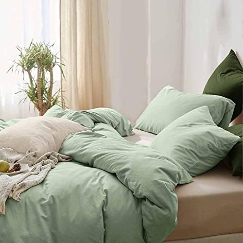  Beige Duvet Cover Queen Size, Soft Farmhouse Bedding Comforter Cover Set 3 Pieces With Zipper Closure, 1 Lightweight Microfiber Duvet Cover 90x90 Inches And 2 Pillow Shams For Women Men