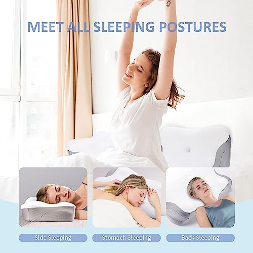 Liipoo Cervical Neck Pillow For Neck And Shoulder Pain Relief With Silk Pillow Cases, Ergonomic Orthopedic Memory Foam Neck Pain Pillow,Contoured Support Pillows For Side,Back And Stomach Sleepers