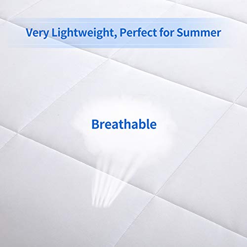  Down Alternative Blanket Oversized King 120" X 98", Lightweight Quilted Bed Blanket With 8 Corner Tabs,White Reversible Soft Microfiber Quilted Blanket For All Season